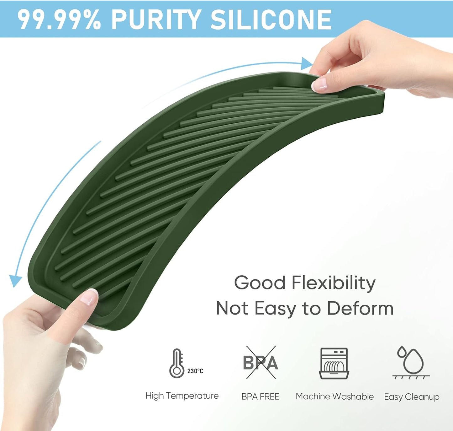 EG-SIPRO Silicone Sponge Holder, Kitchen Sink Organizer Tray, Sponge Caddy for Bathroom Counter, Dish Soap Holder, Scouring Pad