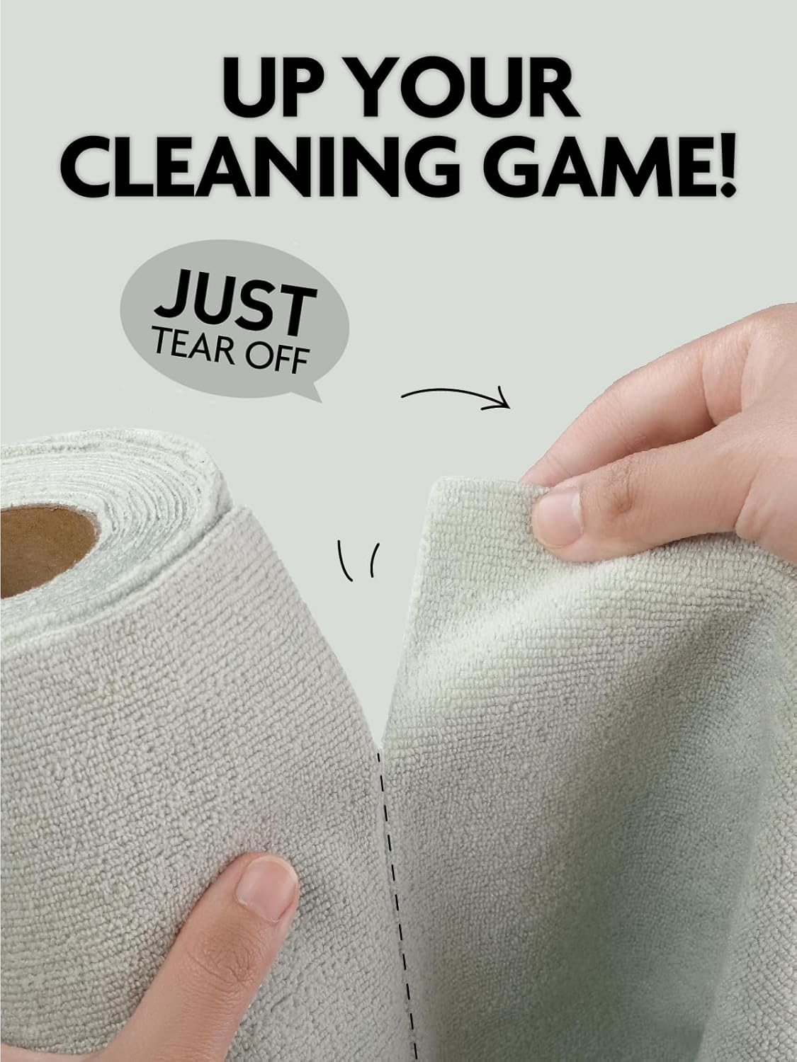 Fantasticlean Kitchen Towels - 40 Sheets - Reusable Washable Dishcloth Rolls, Super Absorbent, Premium Microfiber Cleaning Cloths, 10'' by 10'' (Beige, MossGreen)