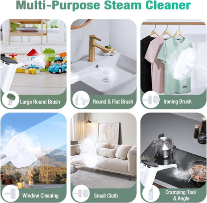 11-in-1 Steam Mop - Detachable Handheld Steam Cleaner with 380mL Tank, 260℉ Floor Steamer for Hardwood, Tile, Grout, Windows, Bath & Kitchen - 3-Level Steam Control, Multi-Purpose Floor Steam Cleaner