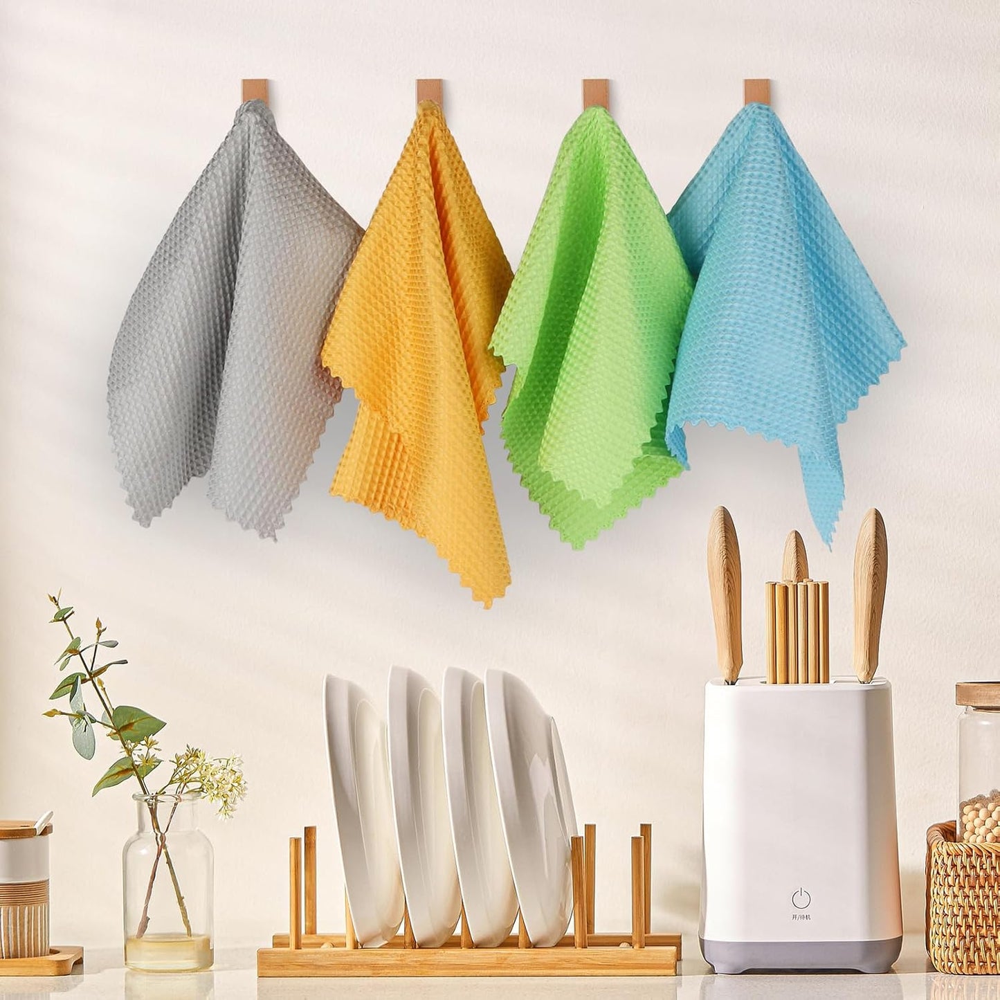 AIDEA Microfiber Glass Cleaning Cloth, 8PK, Premium Microfiber Glass and Window Cleaner, Lint Free Magic Cleaning Cloths for Glass, Windows, Windshields, Mirrors, Stainless Steel, 12"x12"