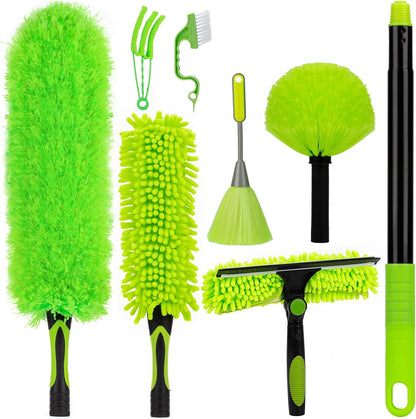 CALBEAU 15 Foot Dusters for Cleaning, Duster with Extension Pole 7-15ft, Microfiber Feather Duster Used for Cleaning Ceiling Fan, High Window, Blinds, Shutters, Sofa, Cobweb Duster for Home (14 PCS)