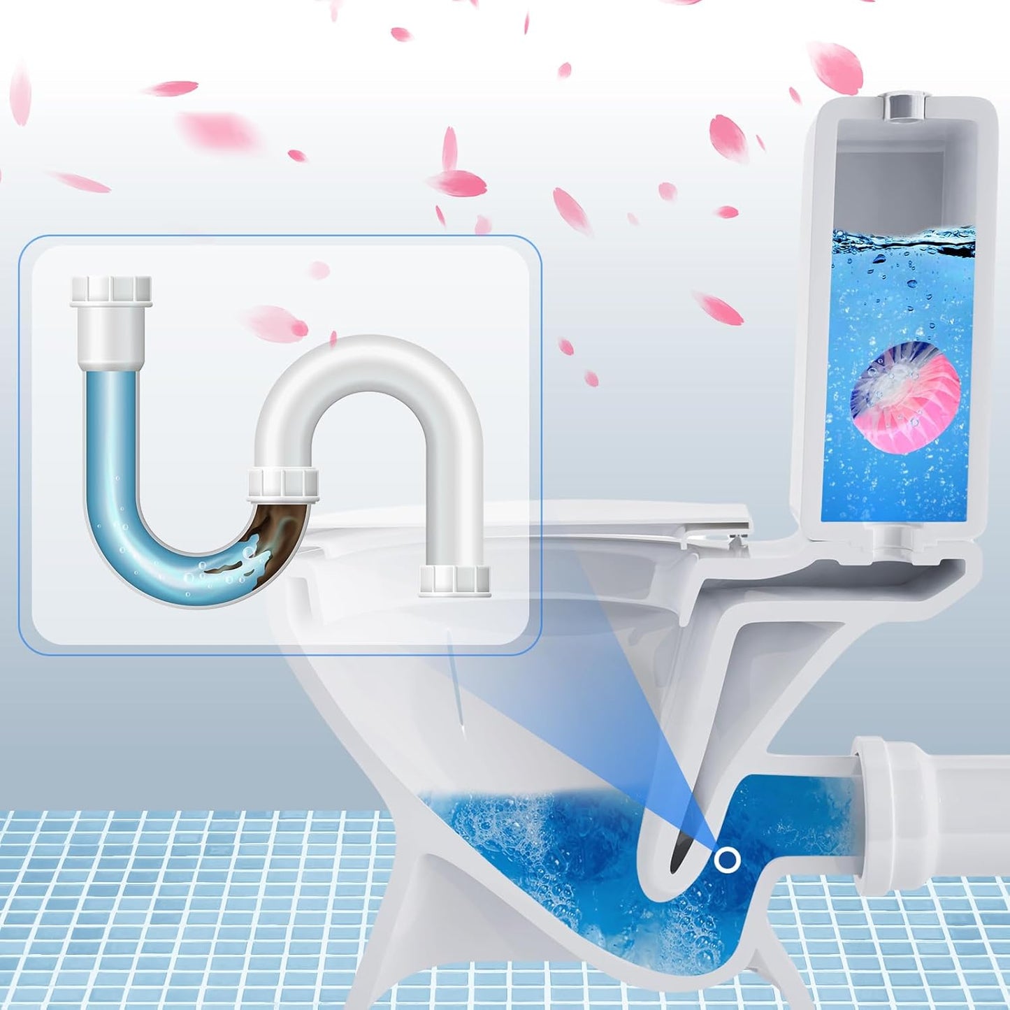 Qualirey 60 Pack Automatic Toilet Cleaner Tablets Toilet Bowl Long Lasting Bathroom Tank Tablets (Blue)