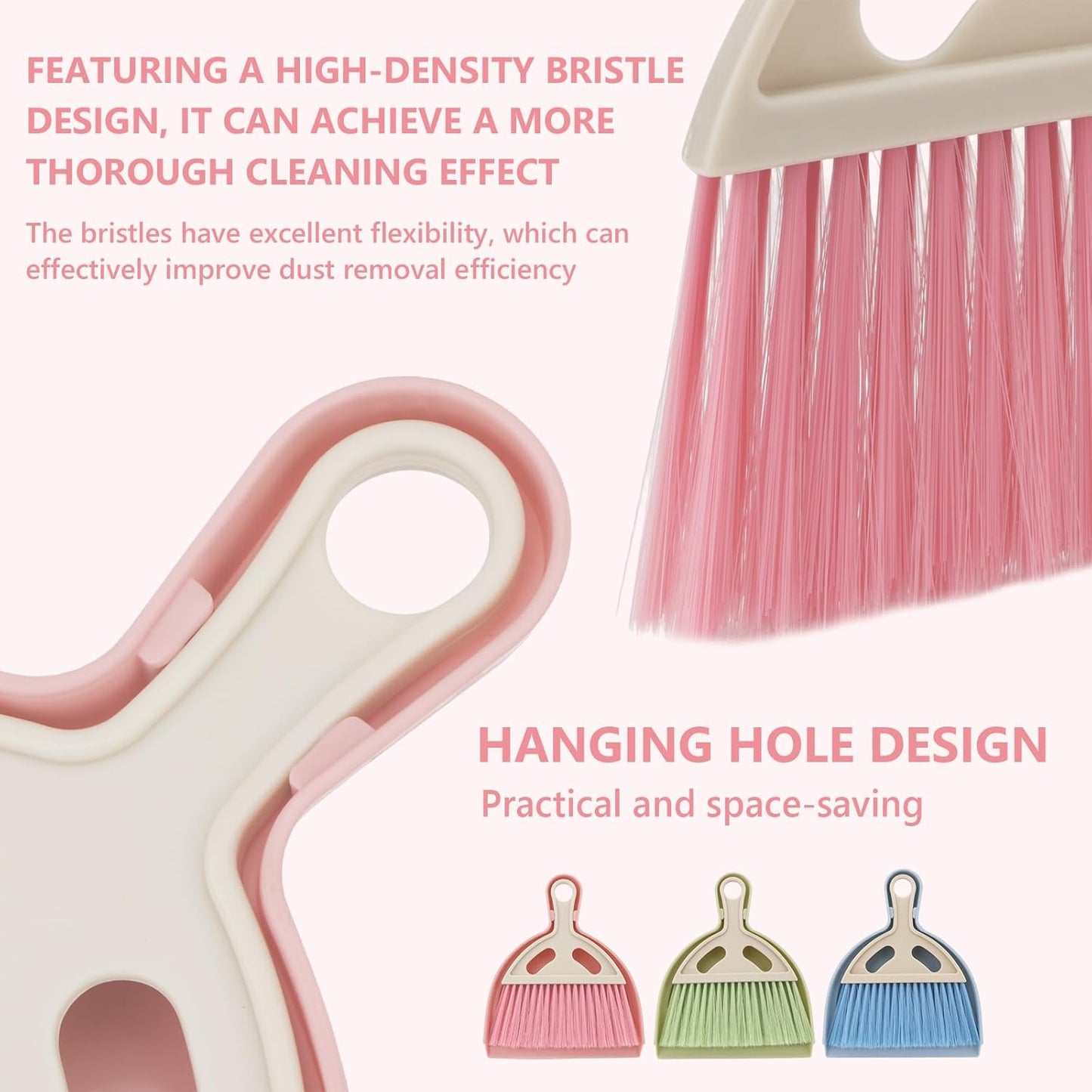 Mini Dustpan and Brush Set Portable Small Broom with Dust Pan Handheld Hangable Whisk Broom and Dust Pan for Home, Kitchen, Table, Office, Car 1 Pcs (Green)