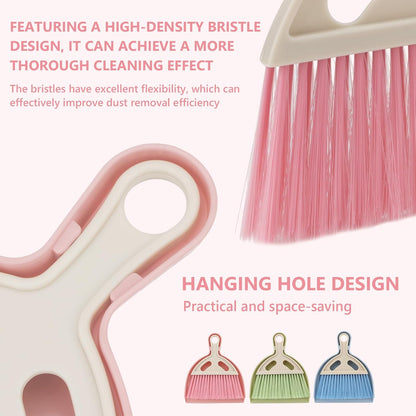 Mini Dustpan and Brush Set Portable Small Broom with Dust Pan Handheld Hangable Whisk Broom and Dust Pan for Home, Kitchen, Table, Office, Car 1 Pcs (Green)