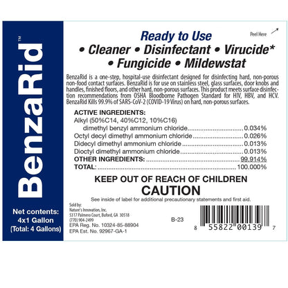 BenzaRid Pro Mold Killer Fungicide Disinfectant including Aspergillus Niger (Black Mold) H5N1 Pack | Multi-Purpose Fungicide, Mildewstat, Disinfectant, Virucide | EPA Reg. 1 Gal + 32 oz.