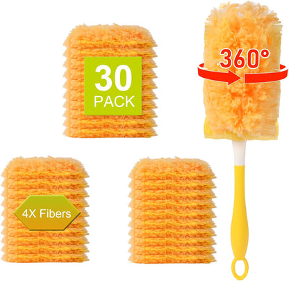 50 Count Larger Size Duster Refills for Swiffer Dusters with 1 Handle - Multi-Surface Feather and Microfiber Duster Disposable Alternative, Heavy Duty Cleaning Kit for Home, Furniture, Blinds and Vent