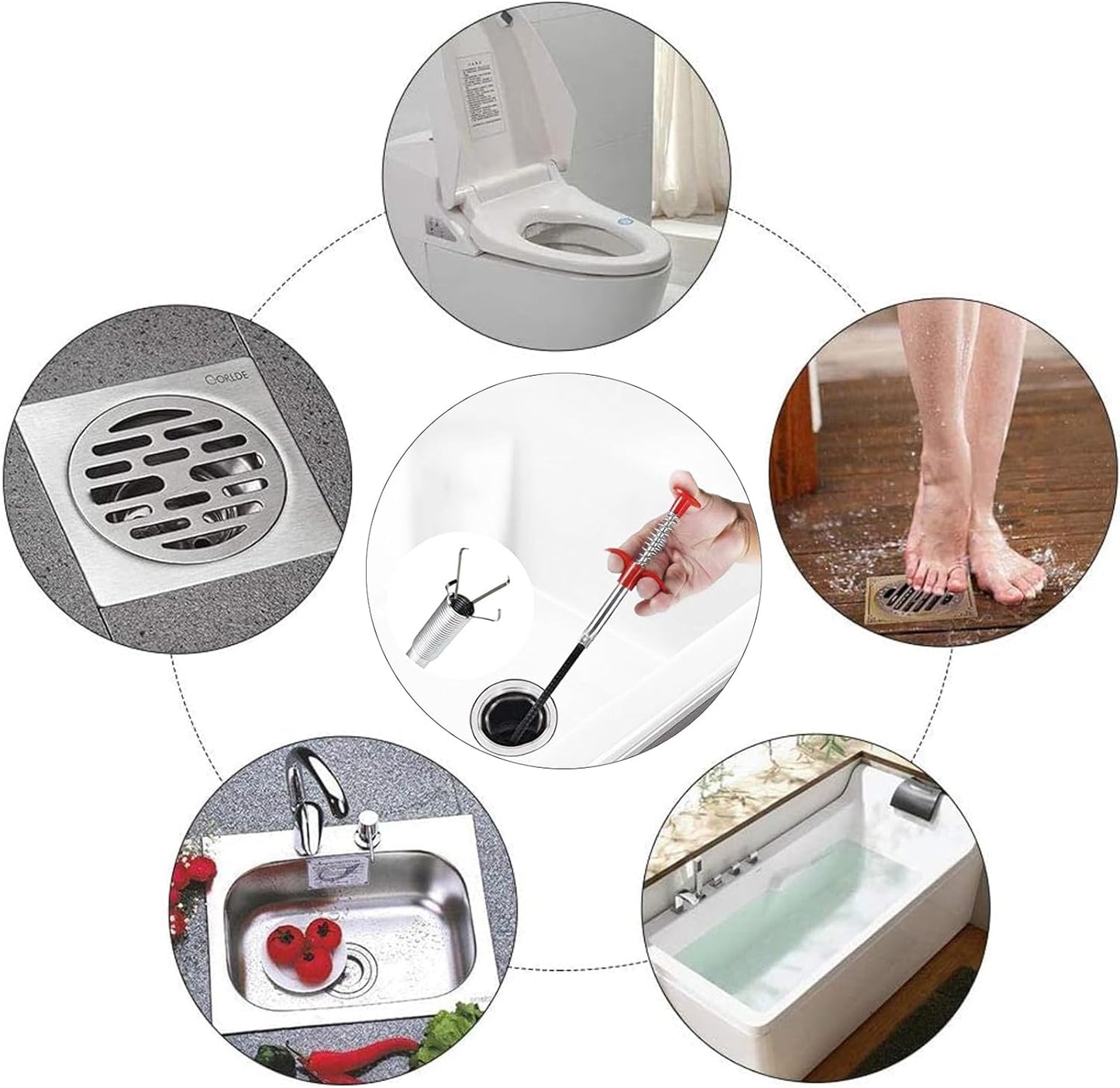 Drain Snake,61 inch Flexible Grabber Claw Pick Up Reacher Tool,Drain Clog Remover - Gutter Cleaning Tools for Home Sink, Bathroom Tub,Drain, Toilet, Tight Spaces