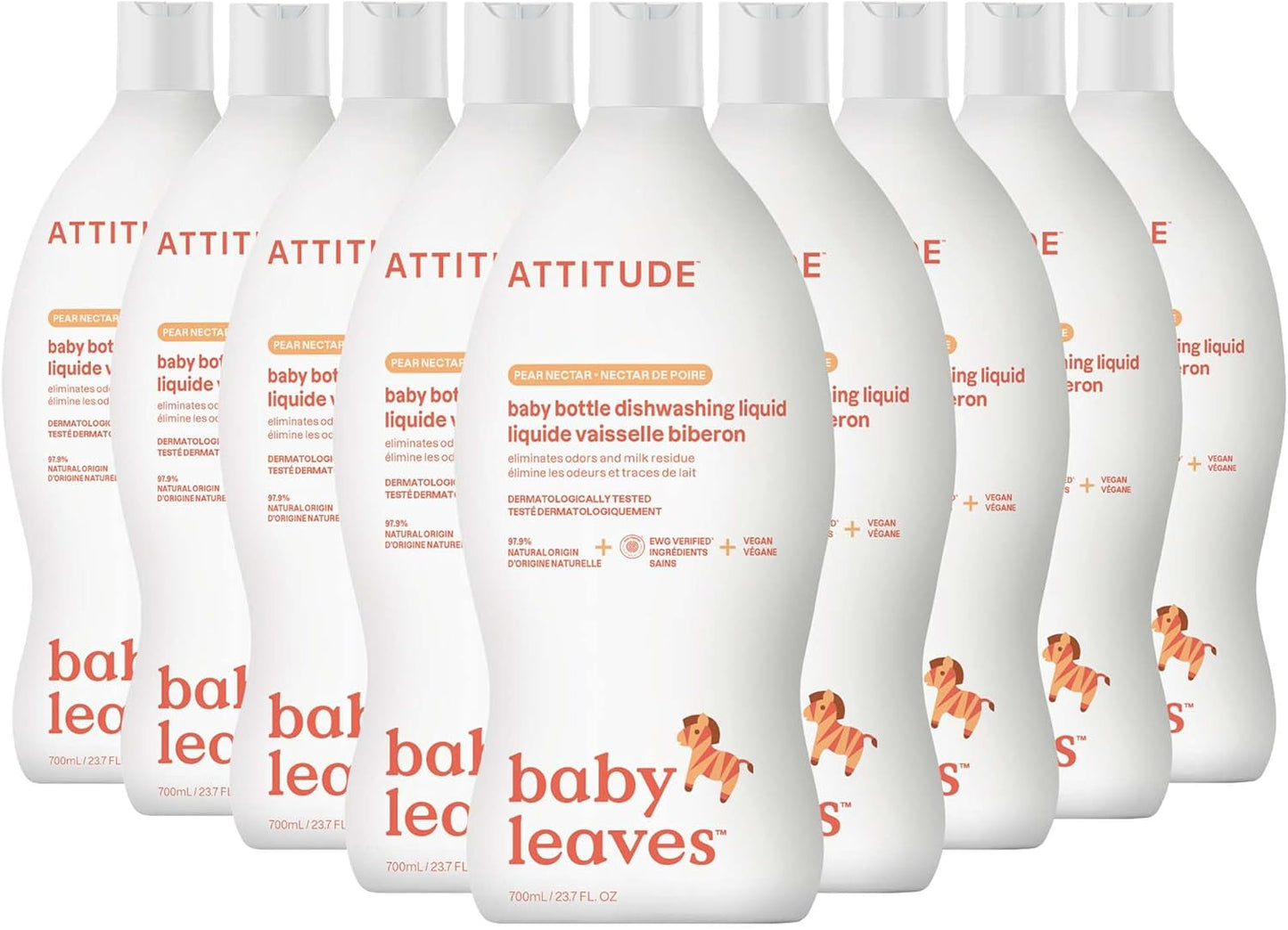 ATTITUDE Baby Bottle & Dish Soap, EWG Verified Bottle Cleaner, Fragrance Free & Dye Free, Removes Milk Residue & Grease, Vegan, Bulk Refill, Unscented, 67.6 Fl Oz (Pack of 4)