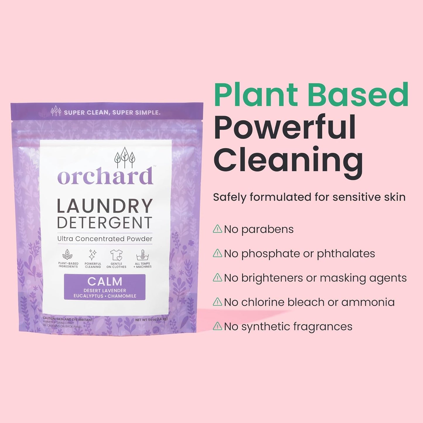 Orchard Laundry Detergent Powder Natural Deep Cleaning Laundry Powder for Sensitive Skin - Lavender Chamomile - Plant Based Effective Ingredients - 90 Loads - Enzyme-Powered, Eco Friendly Detergent