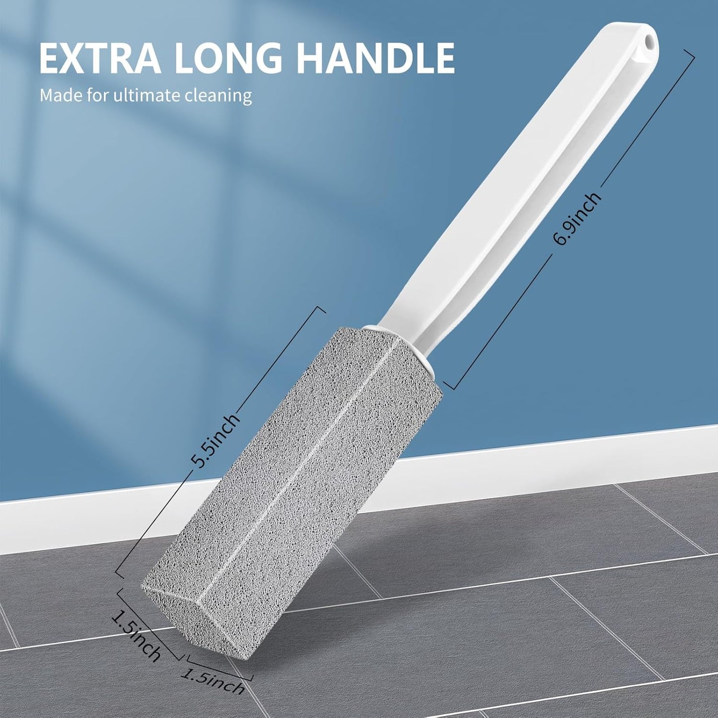 Laiyeoy Toilet Bowl Cleaner Pumice Stone -Hard Water Stain Remover with Ergonomic Handle, Powerfully Removes Toilet Bowl Rings，Rust &Lime，Ideal for Toilet Brush/BBQ Grills/Sink/Pool/Bathroom【2Pack】