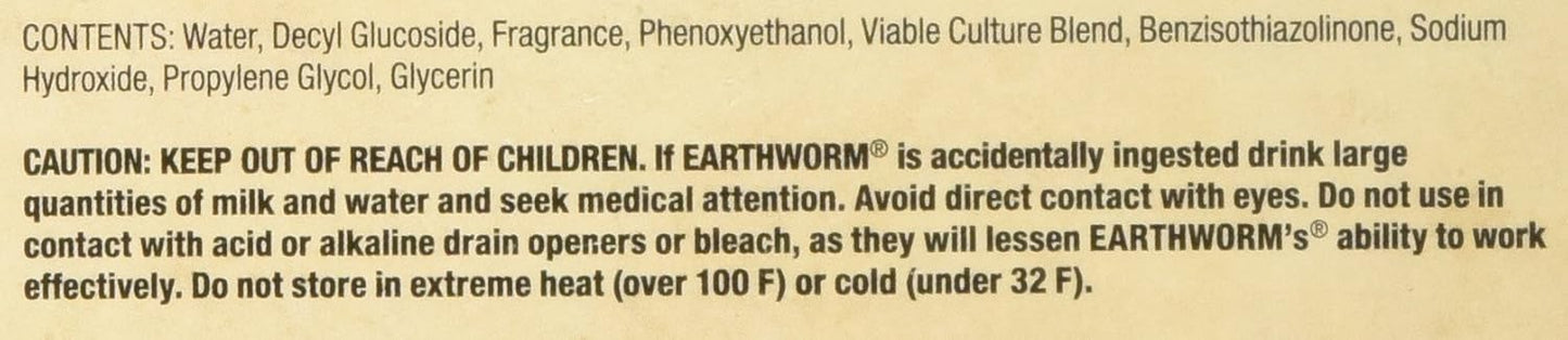 Earthworm Drain Cleaner - Clog Remover - Drain Opener/Deodorizer - Natural Enzymes, Safer for Families, Environmentally Responsible - 32 fl oz