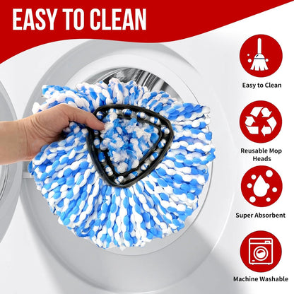 O-Cedar Spin Mop Head, Base, Handle Replacement for EasyWring 1 Tank System, 4 Microfiber Mop Refills, 1 Base and 30-58in Handle Set Combo, White