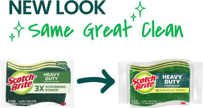 Scotch-Brite Heavy Duty Scrub Sponge, 9 Kitchen Sponges Designed for Tough Messes in the Kitchen that Last 3X Longer*, Best for Cast Iron Skillets and Outdoor Grills, Flexible, Durable, and Strong