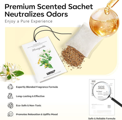 MYARO 12 Pack Fresh Linen Scented Sachets for Drawer, Closet & Car Air Freshener Bags | Odor Eliminator & Fabric Refresher | Crisp, Clean Home Fragrance Gift Set