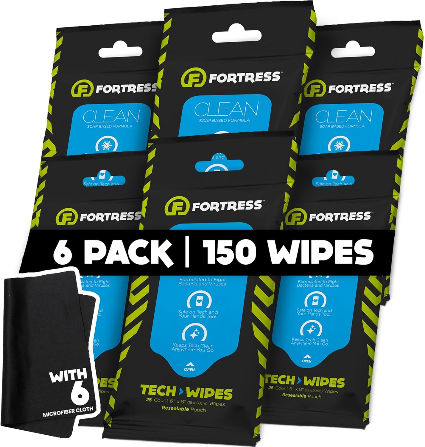 Fortress Electronic Wipes (25 ct, Pack of 3) To-Go Tech Wipes for Screens, Phones, Keyboards, TV Monitors, Computer Screens, and More [Travel Size] Skin-Safe