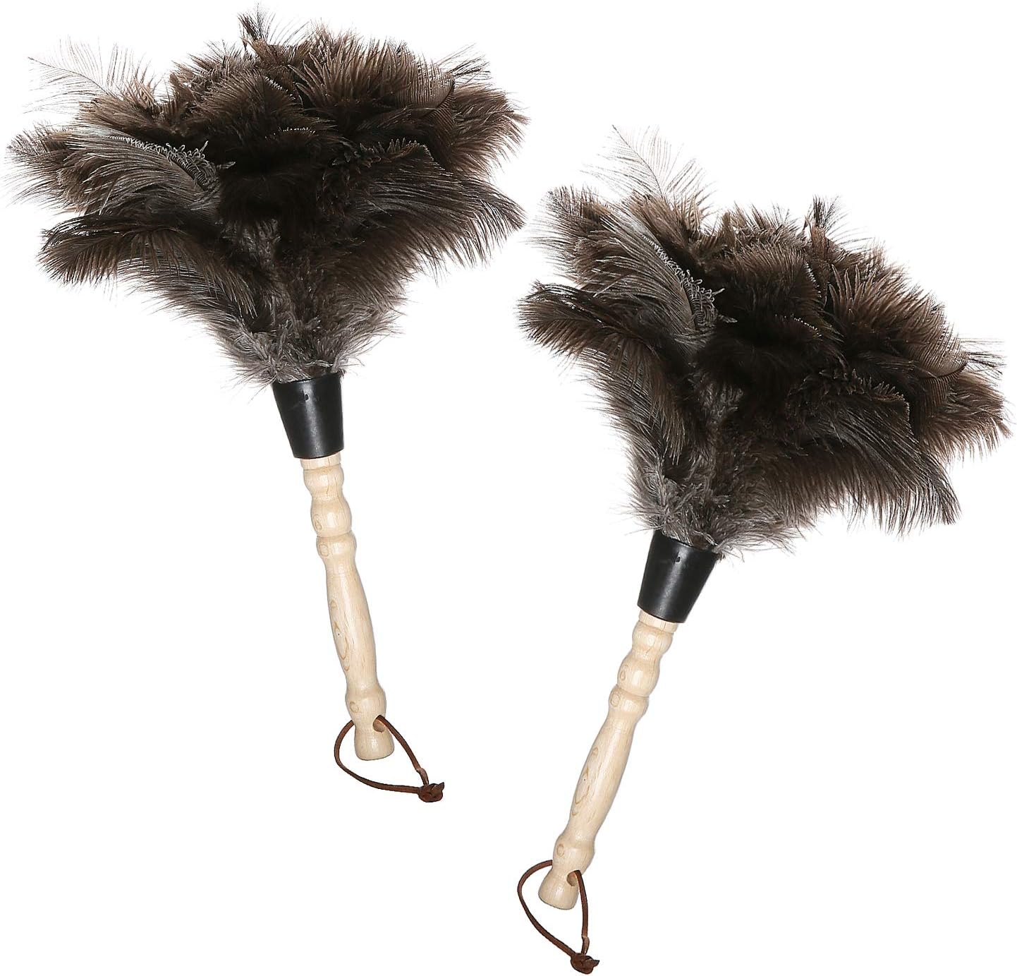 Midoneat Natural Black Ostrich Feather Duster,2 Packs,Car Duster Interior/Exterior Cleaner, Cleaning for Blinds Kitchen Keyboard Office, Smart and Soft and Fluffy (Black)