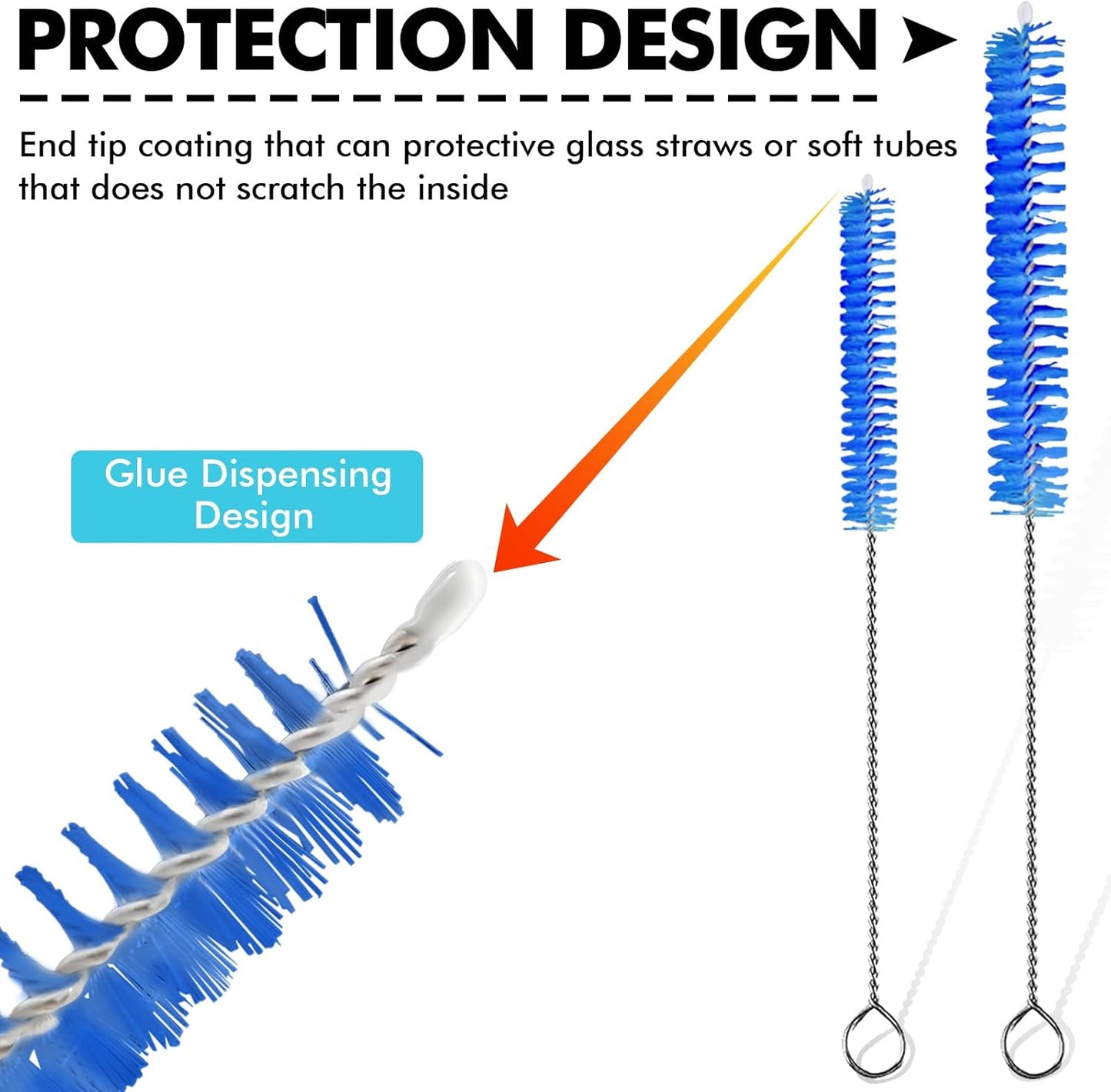 Straw Cleaner Brush 8PCS Long Straw Brushes Reusable Nylon Tube Brush Drinking Straw Cleaning Brush Set for Water Bottle, Straws, Tube, Flasks (8PCS Style 2)