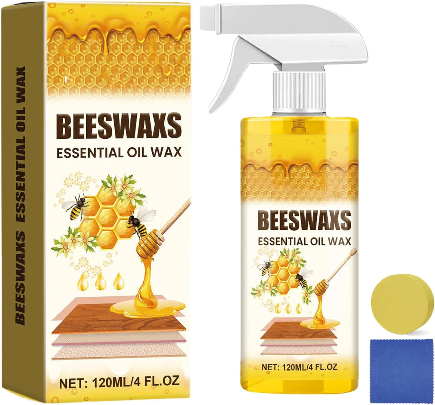 Natural Micro-Molecularized Beeswax Spray, Beeswaxs Essential Oil Wax, Multi-Purpose Furniture Beeswax Wood Polish, Wood Cleaner Repairing and Care Spray, Restores Shine & Removes Scratches (1)