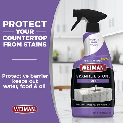 Weiman Disinfectant Granite Daily Clean & Shine (2 Pack with Polishing Cloth) Safely Clean Disinfect and Shine Granite Marble Soapstone Quartz Quartzite Slate Limestone Corian Laminate Tile Countertop
