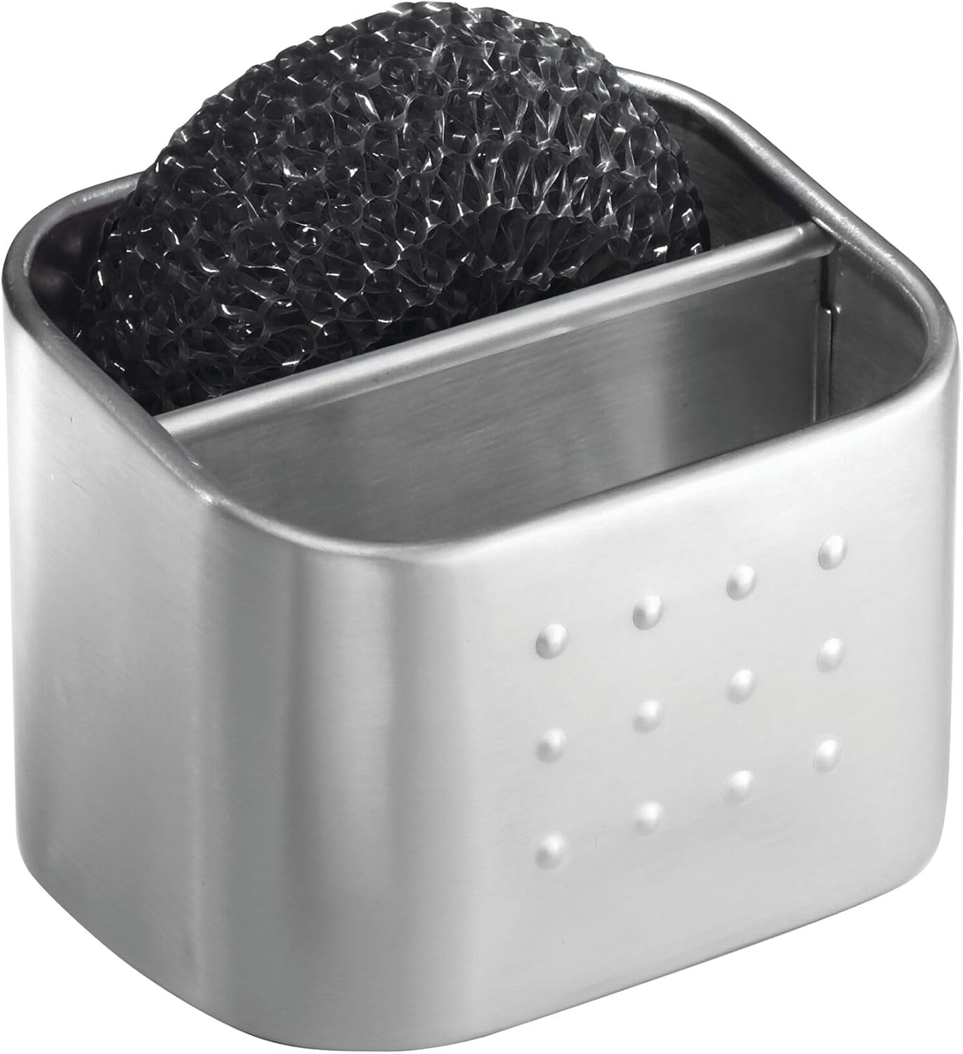 iDesign Stainless Steel Sponge and Scrubber Holder with 2 Compartments for Kitchen Sink - Brushed