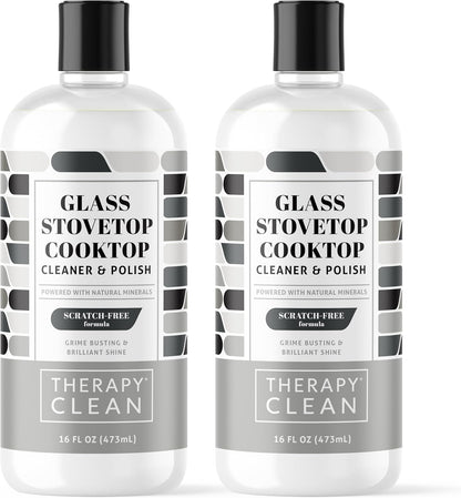 Therapy Glass Cooktop Cleaner Bundle with Microfiber Cloth - Glass Stove Top Cleaner and Polish for Ceramic, Electric, Induction and Flat Top Surfaces