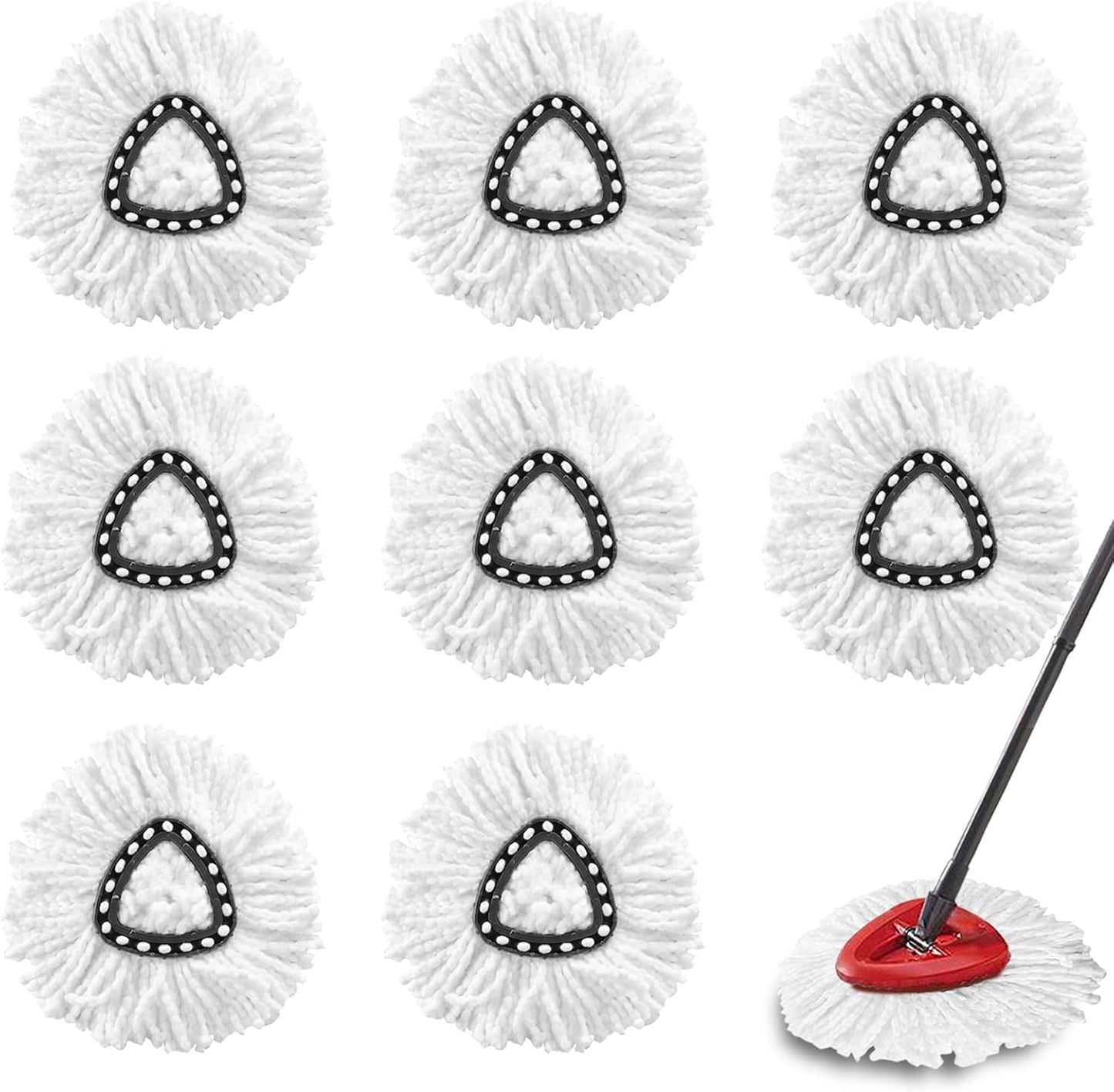 5-Pack Spin Mop Replacement Heads, 100% Microfiber Spin Mop Refills Heads for Easy Wring, 360°Micro Replacement Mop Head for Easy House Cleaning Floor Mopping - (White)