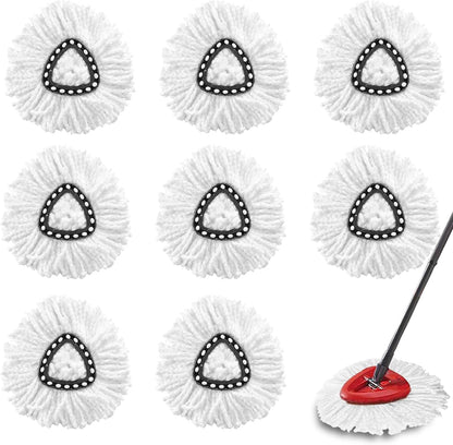 5-Pack Spin Mop Replacement Heads, 100% Microfiber Spin Mop Refills Heads for Easy Wring, 360°Micro Replacement Mop Head for Easy House Cleaning Floor Mopping - (White)