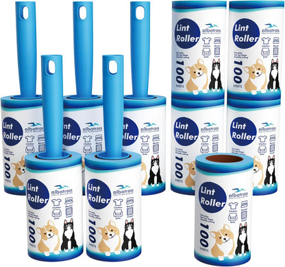 Large Lint Rollers for Carpet, 9.45'' Sticky Rollers for Floor with 360 Sheets, Extendable Long Handle Sticky Mop for Cleaning Couch, Curtains, Cars, Clothing, and Pet Hair