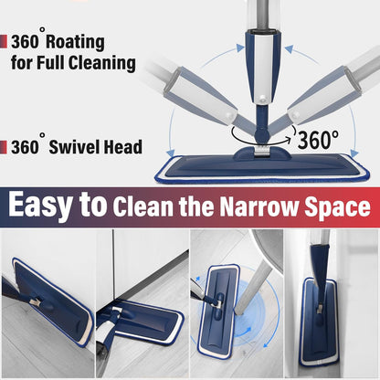 Mops for Floor Cleaning Wet Spray Mop with 14 oz Refillable Bottle and 2 Washable Microfiber Pads Home or Commercial Use Dry Wet Flat Mop for Hardwood Laminate Wood Ceramic