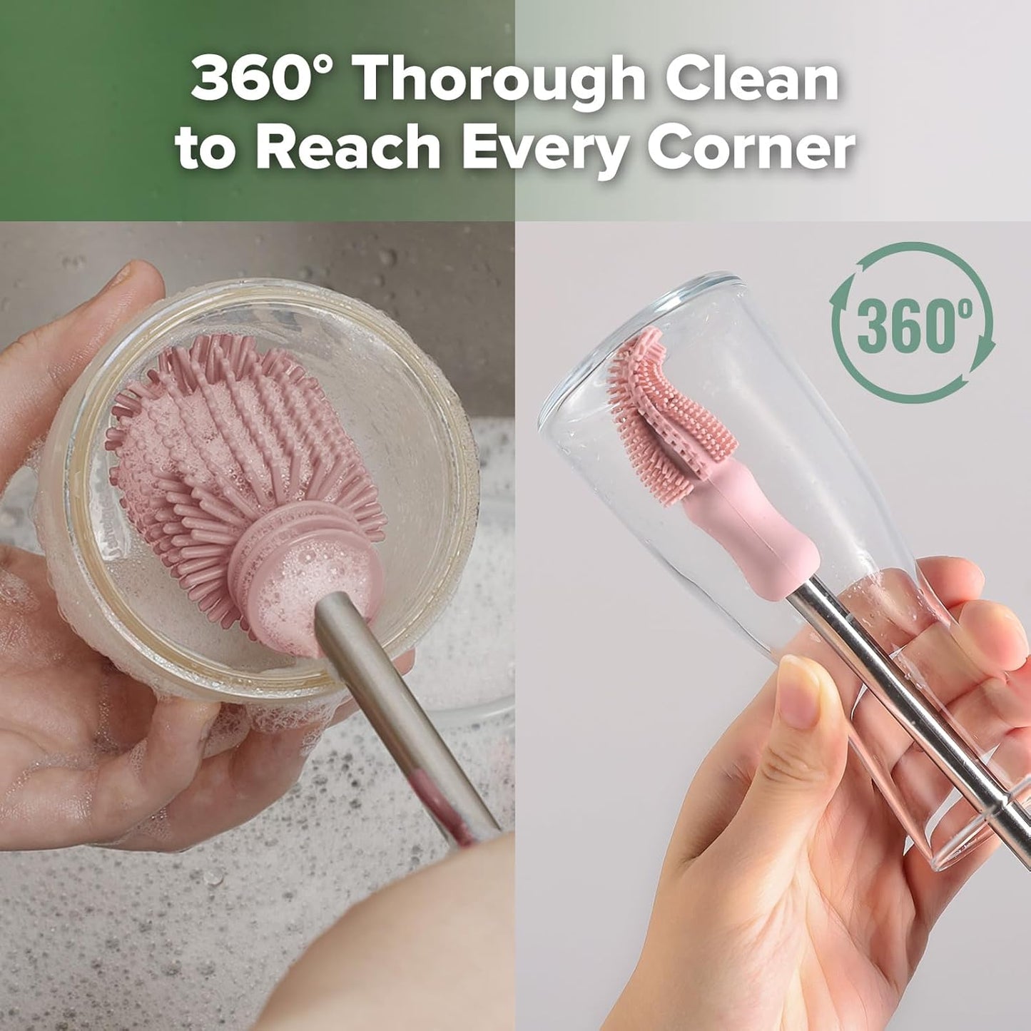 Haakaa Silicone Cleaning Brush - Baby Bottle Brush Cleaner for Breast Pump,Nipple,Breast Milk Storage Bag - Food Grade Silicone - 1 Count - Grey