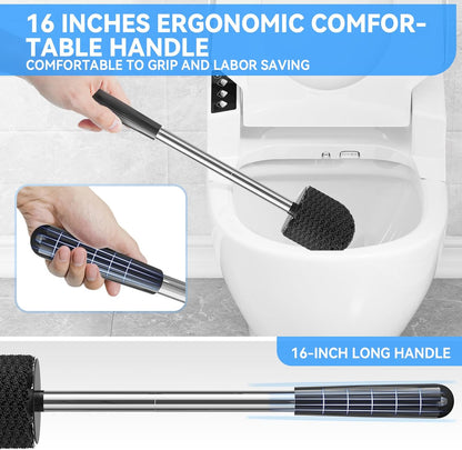TRENTI Toilet Brush, Toilet Brush and Holder Set, Bristles Toilet Bowl Brush Head with Ventilated Holder, Wall Mounted Compact Toilet Brush Set for Bathroom Deep Cleaning (1, White)