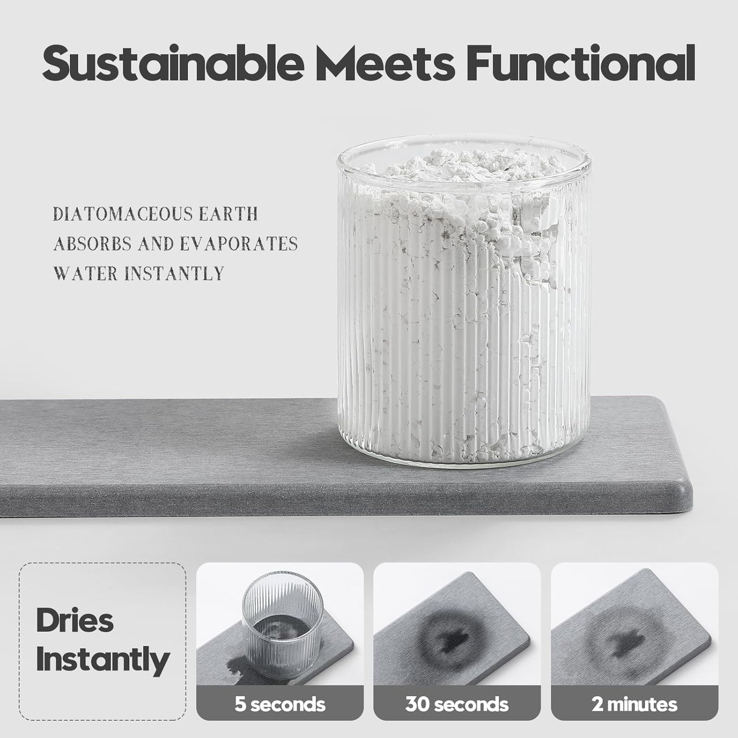 2PCS Water Absorbing Stone Drying Tray for Kitchen Counter & Bathroom Sink, Diatomite Faucet Splash Guard, Soap Dispenser Rack & Sponge Holder Caddy Organizer, Marble White (Printed Pattern), 9"x 3.5"