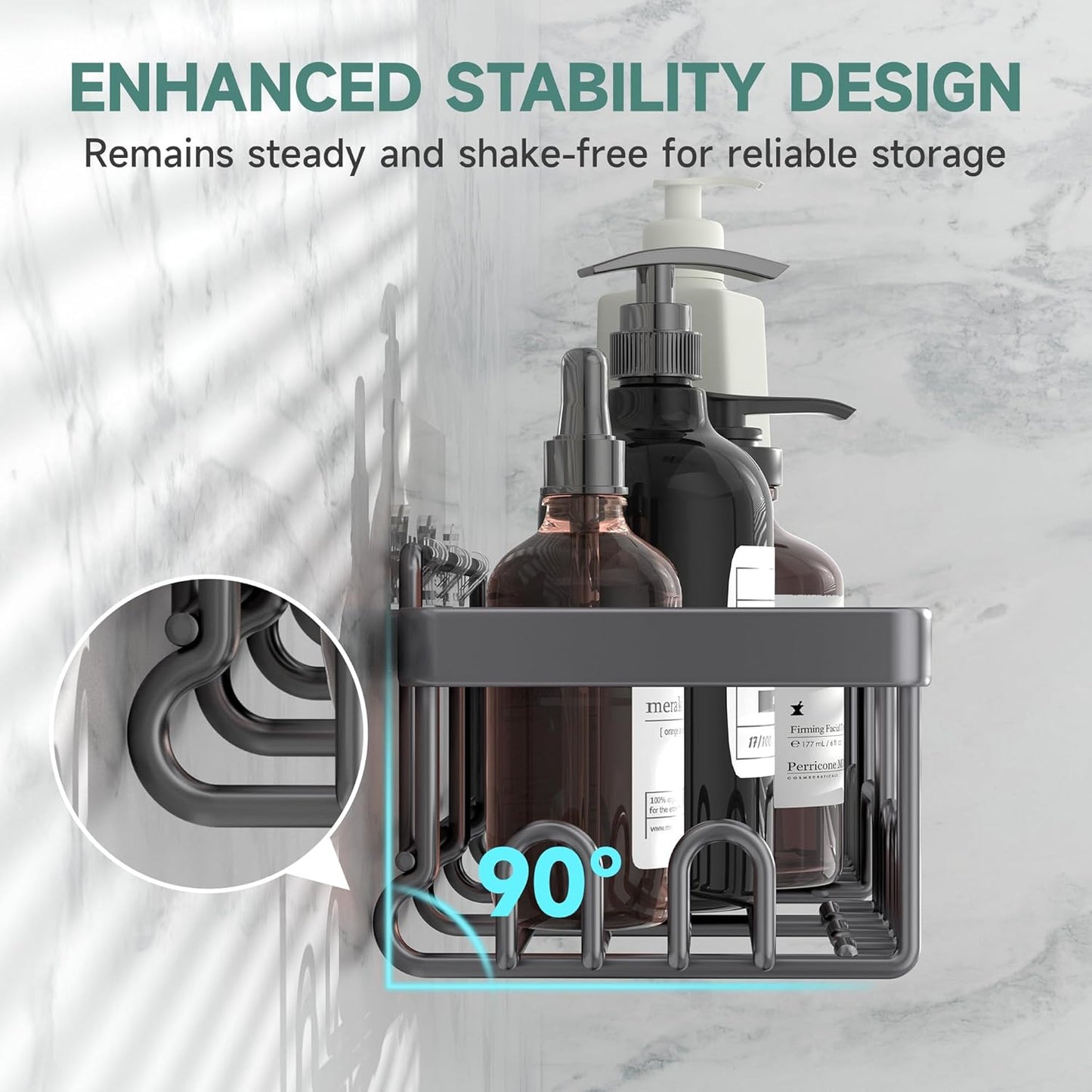Veken Shower Caddy 6-Pack, Advanced Rustproof Design, No Drilling Adhesive Shelves, Rack with Soap Holder, Large Capacity Bathroom Organizers and Storage, Wall-Mounted, Gifts for Women Mom