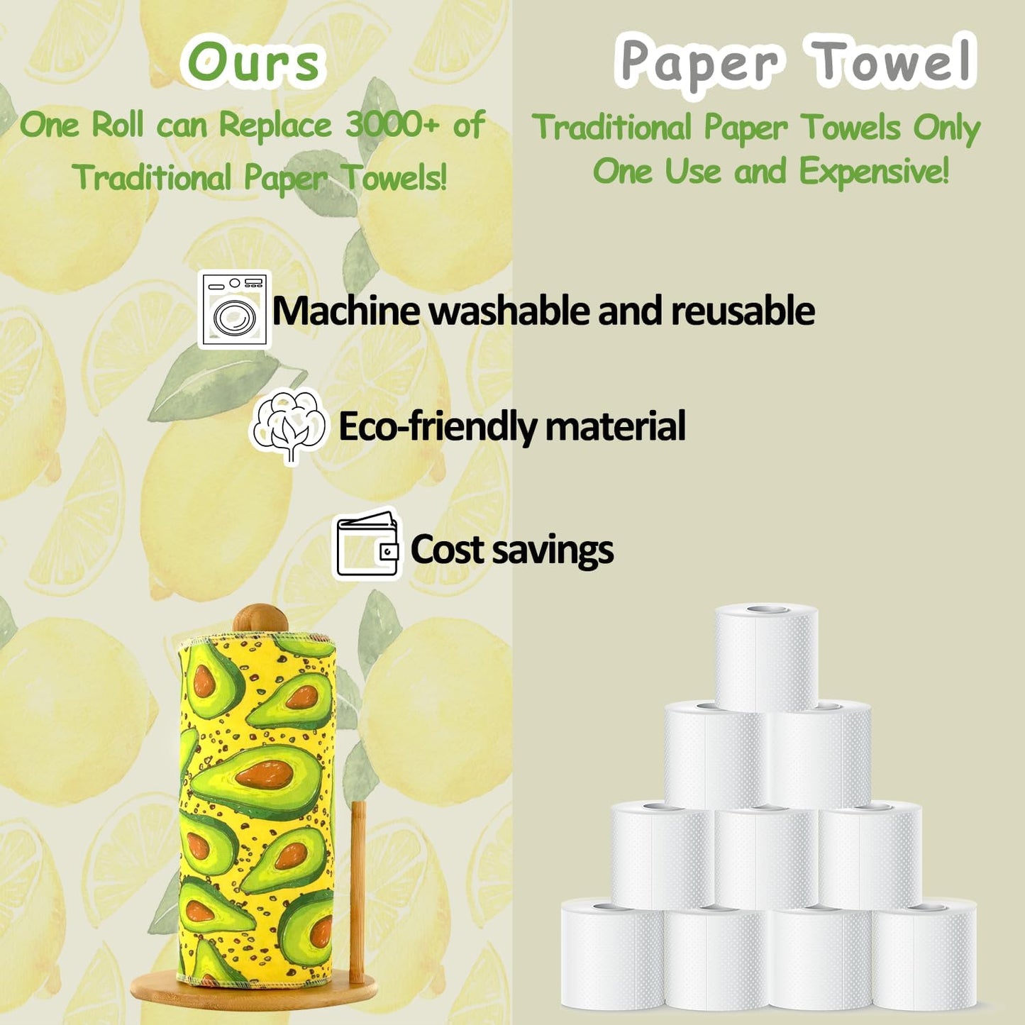 25 Pack Reusable Paper Towels, Paperless Towels Roll Washable Cotton Cloth for Kitchen Towels Zero Waste Products Alternative Paper Towels Alternative (Bohemian)
