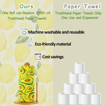 25 Pack Reusable Paper Towels, Paperless Towels Roll Washable Cotton Cloth for Kitchen Towels Zero Waste Products Alternative Paper Towels Alternative (Bohemian)