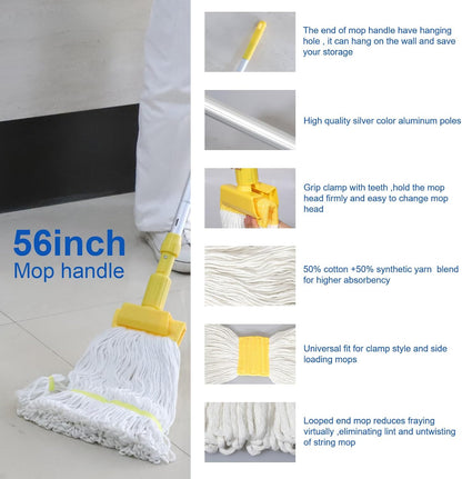 Midoneat Mop Bucket with Wringer, 22 Qt (5.5 Gallon), Handle, Wheels,Floor Cleaning, 16.5" L x 10.6" W x 26.4" H, Yellow,Add One Cotton Mop