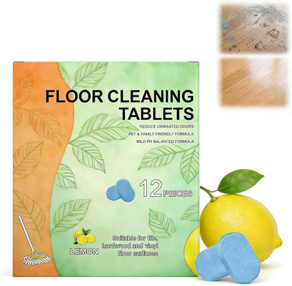 12pcs Floor Cleaner Tablets Hard Floor Cleaner Tablets, Pre-Measured Dissolvable Cleaning Solution for Tile, Vinyl, Compatible with Robot Mops & Wet/Dry Vacuums Cleaner lemon Scent