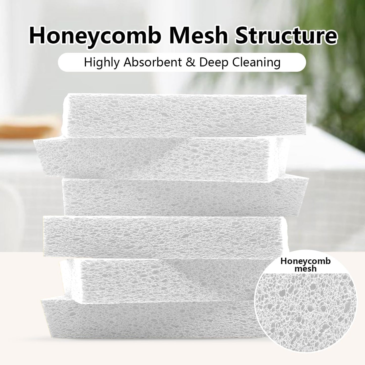 Cellulose Sponges, Large Size 4" x 6" x 1" - Heavy Duty Scrub Kitchen Sponge, Clean Tough Messes Without Scratching Kitchen Cleaning Pads, Pop Up Eco DIY (6 Pack), Green