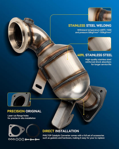 PHILTOP Left and Right Catalytic Converter Replacement For 2005-2010 300 2.7/3.5L V6 RWD, 2006-2010 Charger 2.7/3.5L V6 RWD, 2005-2008 Magnum 2.7/3.5L V6 RWD Replace 55434, 55433 (EPA Compliant) - Colors B