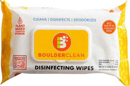 Boulder Clean Disinfecting Wipes, Sugared Lemon Scent, Disinfecting Surface Wipes, Cleans & Deodorizes, No Harsh Chemicals, Moisture-Lock Lid, Biodegradable, 72 Count (Pack of 12)