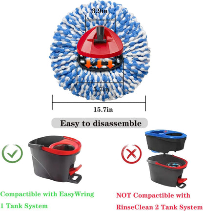 4 Pack Mop Replacement Heads for O-Ceda Mop Replace Head Spin Mop Heads Replacements, Microfiber Spin Mop Refills, Easy Cleaning Mop Head Machine Washable