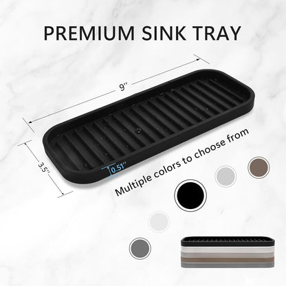 Silicone Sponge Holder Kitchen Sink Organizer Tray Dish Caddy Soap Dispenser, Scrubber Spoon Holder,Dishwashing Accessories 2 Pack (White)