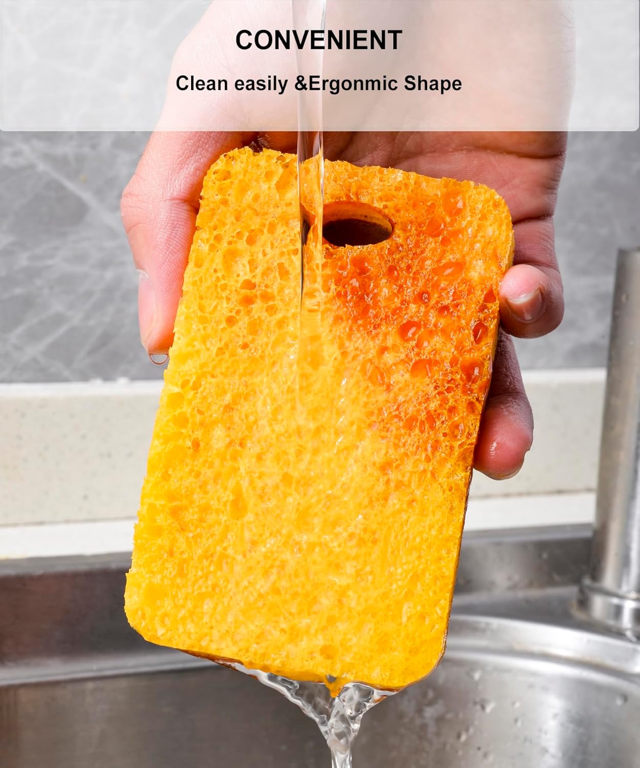 METUUTER 12-Count Scrub Sponges Kitchen Sponge Heavy Duty, Cellulose Sponges with Scouring Pads Dual-Sided for Kitchen and Household Use (Square-Blue)