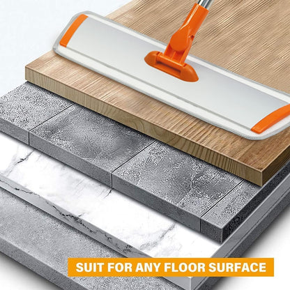 Microfiber Flat Wet-Dry Mop with 51" Adjustable Stainless Steel Handle, 4 Reusable Pads for Wet & Dry Mopping on Hardwood, Tile, Laminate & Vinyl Floors