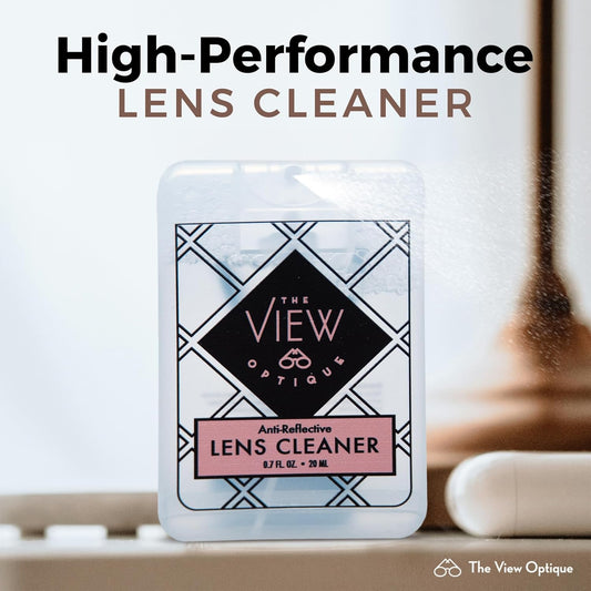 Anti-Reflective Safe lens Cleaner Spray Kit – (1) 0.7oz Glasses Cleaner Spray, (1) Microfiber Cloth for Eyeglasses, Sunglasses, Lenses, Screens and Camera Cleaning Kit (2 Piece Set)