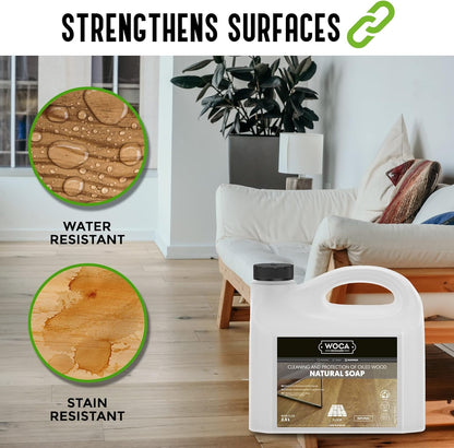WOCA Natural Soap, Natural 1L - Concentrated Wood Cleaner for oil finished hardwood floors, tables, millwork, cutting boards, countertops and butcher block