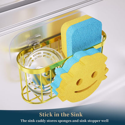Consumest Sponge Holder Sink Caddy - Ladder Shaped Sponge Holder for Kitchen Sink with 2 Installation Ways (Suction Cups & Adhesive Hook), Rustproof Stainless Steel Kitchen Organizer, Silver