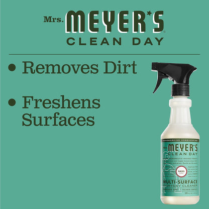 MRS. MEYER'S CLEAN DAY Multi-Surface Everyday Cleaner, Basil Scent, 16 Fl Oz Bottle - 3 Pack