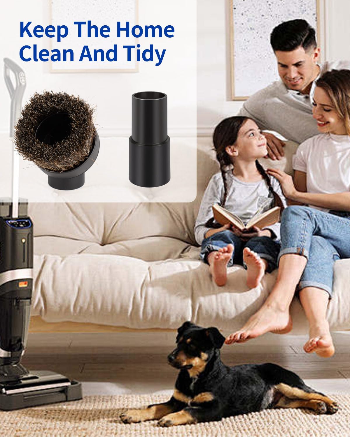 For Shark Vacuum Attachments, Round Horse Hair Vacuum Brush Attachment For Shark Vacuum Brush Attachment With 1-1/4” To 1-3/8” Adapter, For Dusting Car Seats & Upholstery, 3 Pack