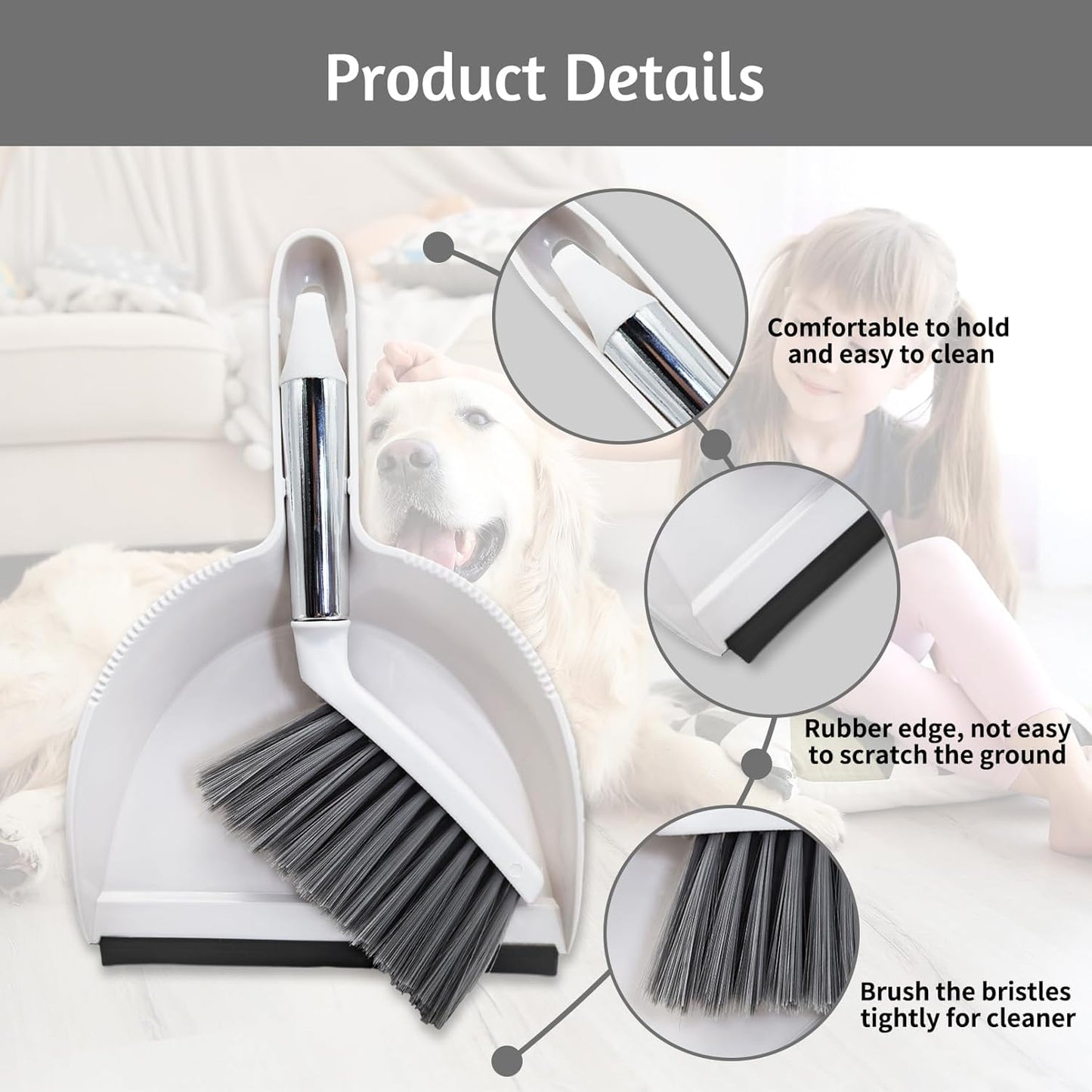 PINVNBY Mini Dustpan and Brush Set, Cage Cleaner for Guinea Pigs, Cats, Hedgehogs, Hamsters, Chinchillas, Rabbits, Reptiles, and Other Small Animals 2 Pack Mini Hand Broom and Dustpan